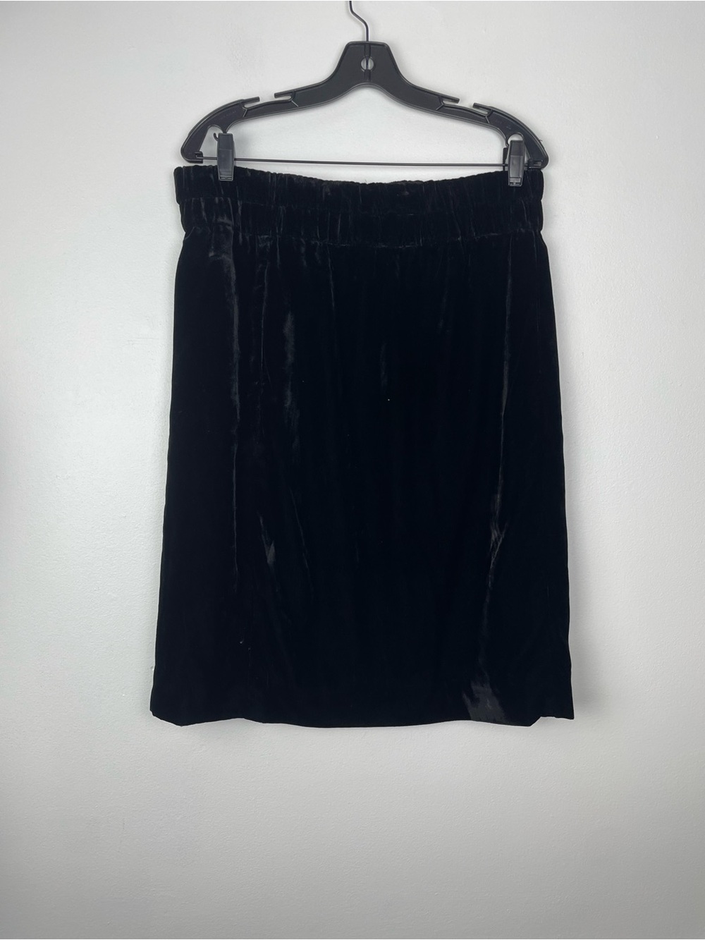 J Crew Black Velvet Elastic-Waist Skirt Size L Color Black